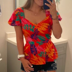 Skies are Blue tropical printed top